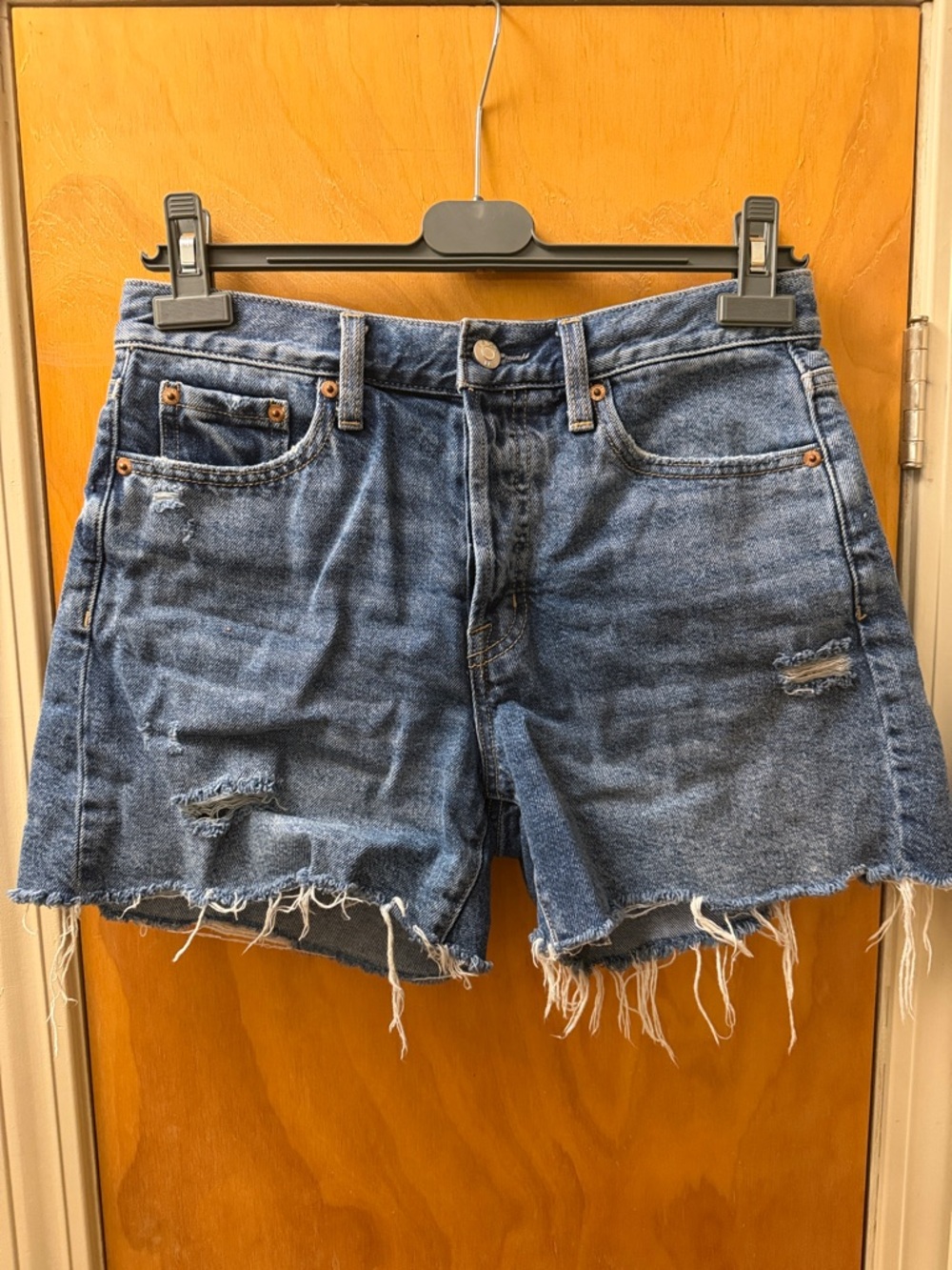 Pilcro Distressed Blue Denim Cutoff Shorts